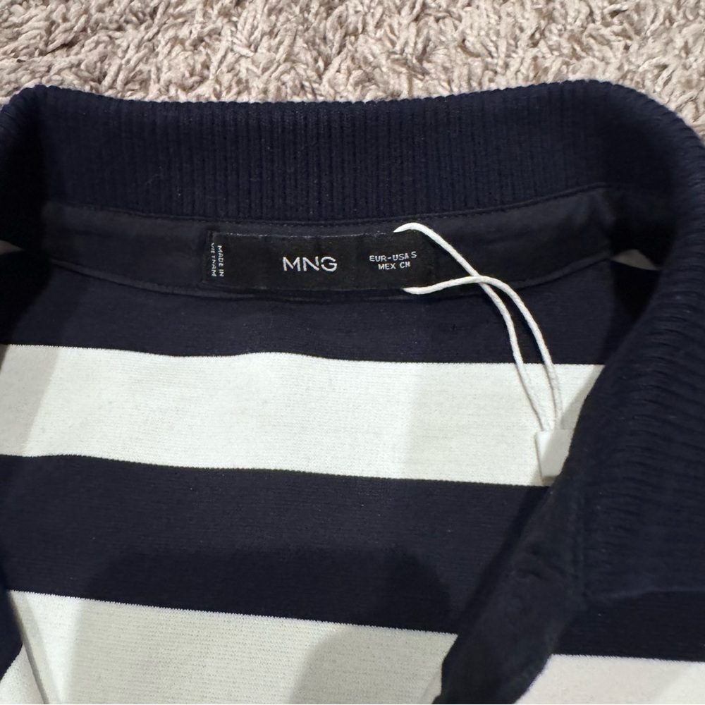 Mango Navy and White Striped Oversized Polo - Picture 2 of 2